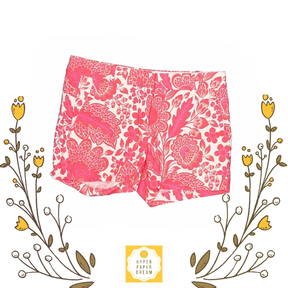 J Crew Floral Print Chino-Khaki Shorts